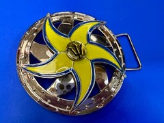 Spinning Arrow Yellow Star Circle Neptune Symbol Round Spinner Large Belt Buckle