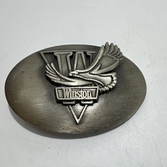 Vtg Winston Tobacco Advertising Flying Bald Eagle Belt Buckle Made In USA