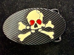 Creepy Red Eyes Skull Crossbones Halloween Gothic Punk Vibe Enameled Belt Buckle