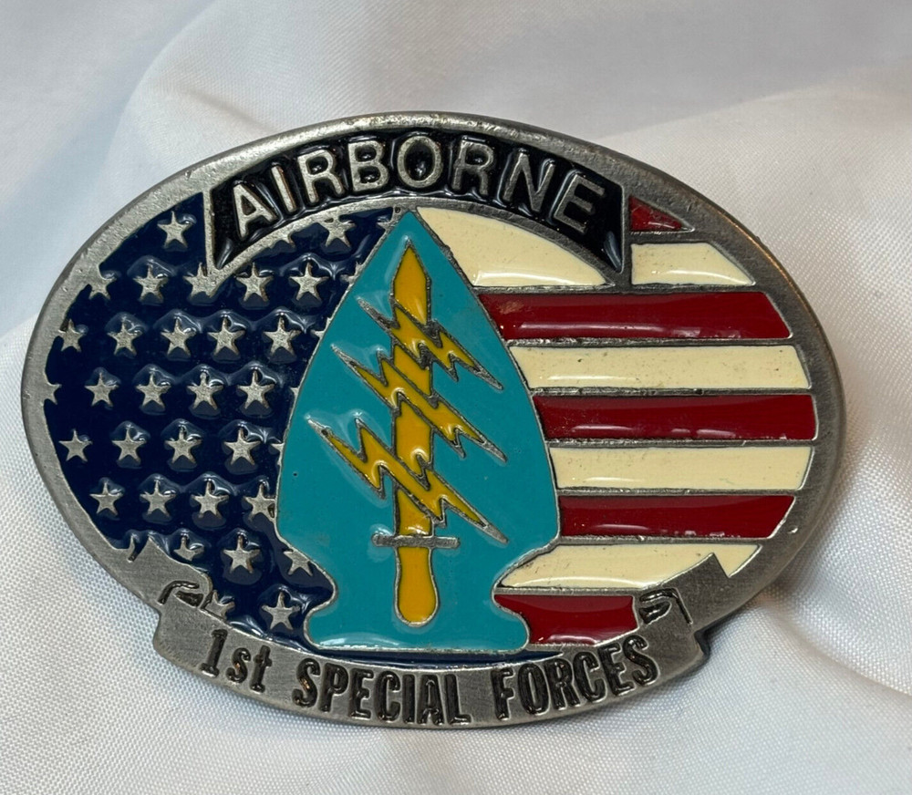 Vtg US Army Belt Buckle Airborne 1st Special Forces Made In The USA