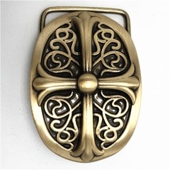 Corss Pattern Solid Brass Copper Mens Belt Buckle Western Cowboy Vintage