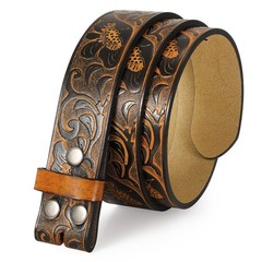 TRIWORKS Western Belt without buckle for men – Fit Size 34&Prime;-37&Prime;, Black/Brown