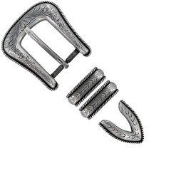 WESTERN ANTIQUE ROPE EDGE ENGRAVED 4 piece Set BELT BUCKLE SET FITS 1 inch wide