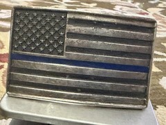 Montana Silversmith Belt Buckle American Flag Thin Blue Line Law Enforcement