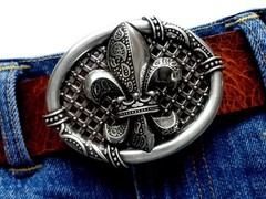 Belt Buckle Lily Buckle Ornament Fleur de Lis Vintage Silver 4cm
