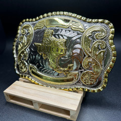 Texican Western Belt Buckle 5.5” x 4” Durable Alloy – Fits Standard 2” Belts.
