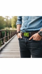 NEW Men Metal Fashion Buckle Army Green Camouflage Western Hunter Camping Travel
