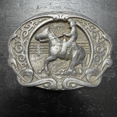 Vintage 1986 Bergamot Brass Works Quarter Horse cowboy belt buckle Made in USA