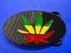 Rasta Colored Pot Marijuana CBD Weed Leaf Delta-283773 New Colorful Belt Buckle