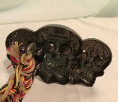 Triple Skull Belt Buckle Rasta 100% Natural Hemp Cord Braided Hemp Twine 50&Prime;