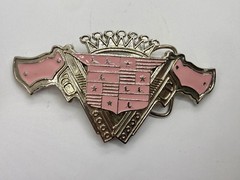 Guns Crown Shield Trucker Cadillac Grill Pink Enamel Belt Buckle Bottle Opener
