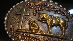 Nocona Cowboy Praying at the Cross Belt Buckle M & F Western 37915