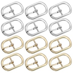 12Pcs 1&Prime; Single Prong Metal Roller Pin Belt Buckles Silver/Light Gold