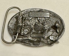 Vintage Bergamot Made in USA Remington Deer Head Belt Buckle