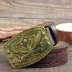 America Second Amendment Belt Buckle 2A, 2nd, Freedom, Guns Antique Gold Tone