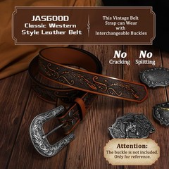 JASGOOD Western Leather Belt Strap for Fits waist size 31&Prime;-35&Prime;, C-dark Brown