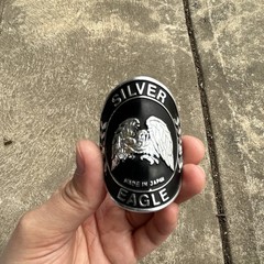 Silver Eagle Black Silver Metal Men&rsquo;s Eagle Belt Buckle Made in Japan