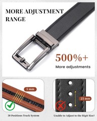 AWAYTR Ratchet Dress Belt for Men – Fit Waist: 36&Prime;-42&Prime;, Gunmetal Buckle-black