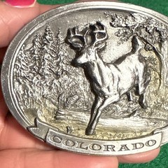 Vintage C&J Inc Colorado Buck Belt Buckle