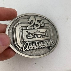 Excel 25th Anniversary Belt Buckle Silver Tone Oval Limited Edition 1985