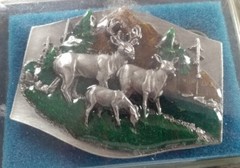 BUCK DOE FAWN DEER ANIMAL NATURE WILDLIFE BELT BUCKLE SISKIYOU BERGAMOT USA MADE