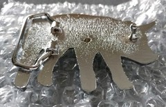 PIG FARMER HOG FARM ANIMAL CHROME PLATED SHAPED SOLID BRASS BELT BUCKLE BARON