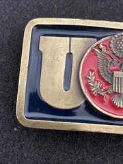 Belt Buckle WWII Eagle Crest Emblem Limited Edition American Blue & Red enamel