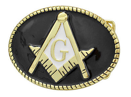 Freemason Belt Buckle / Masonic Buckle – Black and Colorful Lasso Rounded Design