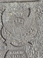 VTG 1983 Great American Buckle Co. Chicago Belt Buckle Enamel Eagle Biker Chain.