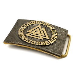 Valknut belt buckle, Old Norse Scandinavian Nordic Celtic Viking Pagan runic