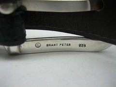 STERLING SILVER 925 SOLID BUCKLE & LOOP, & GENUINE LIZARD BELT 28 MM WIDE U.S.A