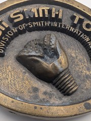 Vintage Smith Tool Belt Buckle Smith International Oil Gas Drill Bit Brass