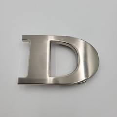 D Initial Brushed Chrome Belt Buckle 3&Prime; x 2&Prime; Up To 1 1/4&Prime; Belt