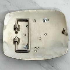 Rhinestone Studded X Letter Initial Monogram Silver Tone Belt Buckle