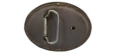 EAGLE Belt BUCKLE w/ WHITE BUCKSTITCHING Lg HANDMADE Brown LEATHER Western/Biker