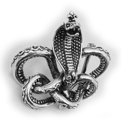 Cobra King Crawling Snake Sterling Silver Belt Buckle