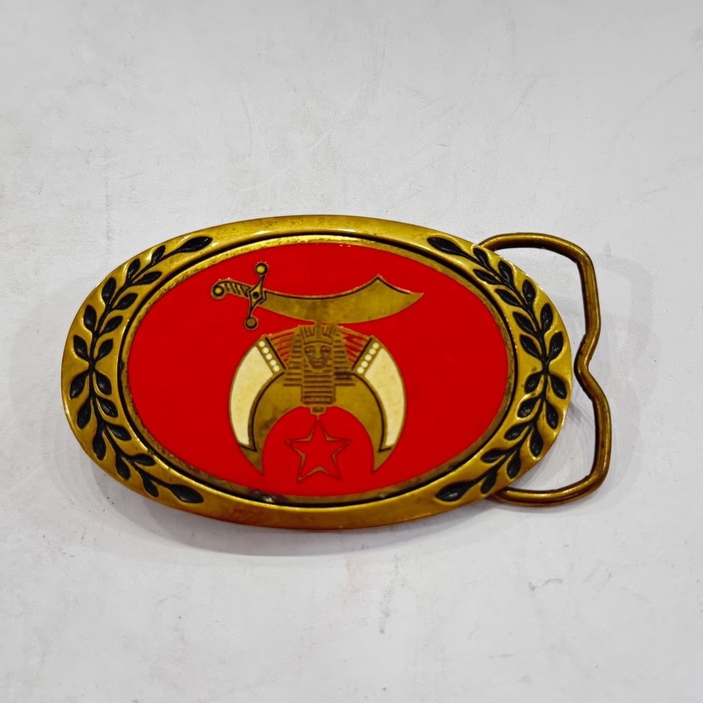 Vintage Heritage Buckles Solid Brass Masonic Knights Templar Belt Buckle 1981