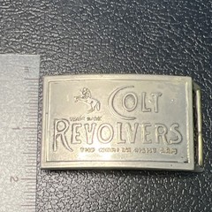 Colt Revolvers Vintage Silver Metal Western Belt Buckle Rectangular Logo