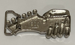 Hand Playing Guitar Belt Buckle Musician Guitarist with Skulls and Bling