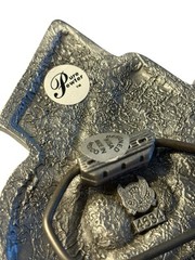 Horseshoe 8 Ball Belt Buckle Checkered Flags Gambling Pewter NOS READ American