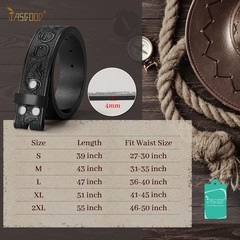 JASGOOD Western Leather Fit waist size 27-30 »(belt length 39 »), A-black