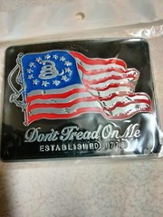 Glossy, Patriotic Don&rsquo;t Tread on Me U.S. Flag metal belt Buckle, New!