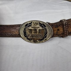 GWRRA 30th Eagle Biker Belt Buckle w/ Handmade Leather Belt USA Made Gold Wing