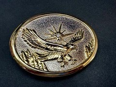 Eagle With Starburst USA Patriotic Belt Buckle Golden Western Bird Wings Cowboy