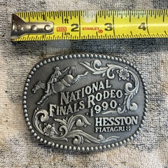 National Finals Rodeo NFR 1990 Hesston Belt Buckle Western Cowboy 2&Prime;x2.5&Prime; NEW