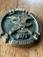 1978 Brass Belt Buckle NRA National Rifle Association Of America 1871