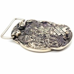 German silver belt buckle Jormungandr, World Serpent buckle, Dragon buckle