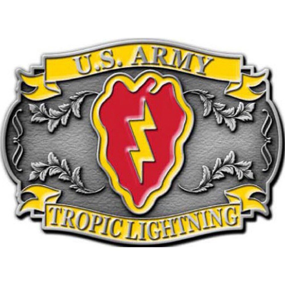 U.S. Army 25th Infantry Division Logo Tropic Lightning Belt Buckle, 3.125&Prime;
