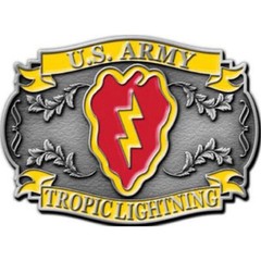 U.S. Army 25th Infantry Division Logo Tropic Lightning Belt Buckle, 3.125&Prime;