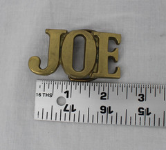 Vintage JOE Belt Buckle Mens Gold Solid Brass Western Name Monogram Initial